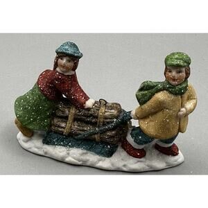 Enesco Couple Bringing Firewood Home Ceramic Ornament/Free Standing 1987 Taiwan
